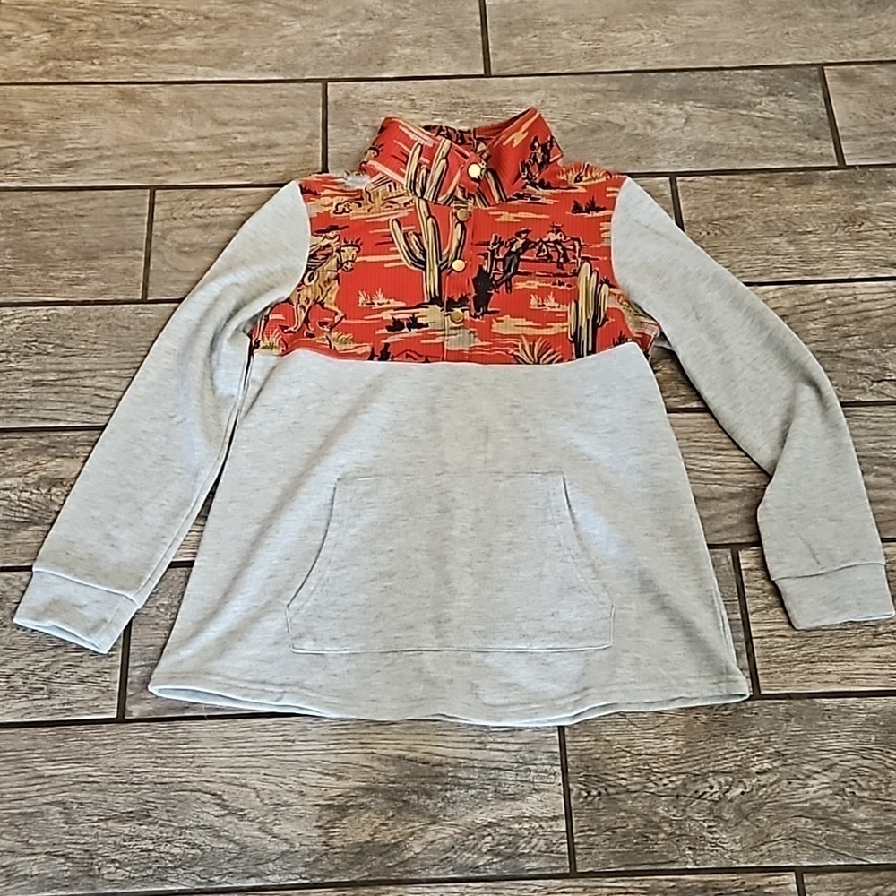 Western Quarter Snap Front Sweatshirt Size Medium